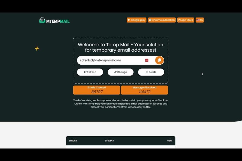 Tempmail chrome app website mtempmail.com